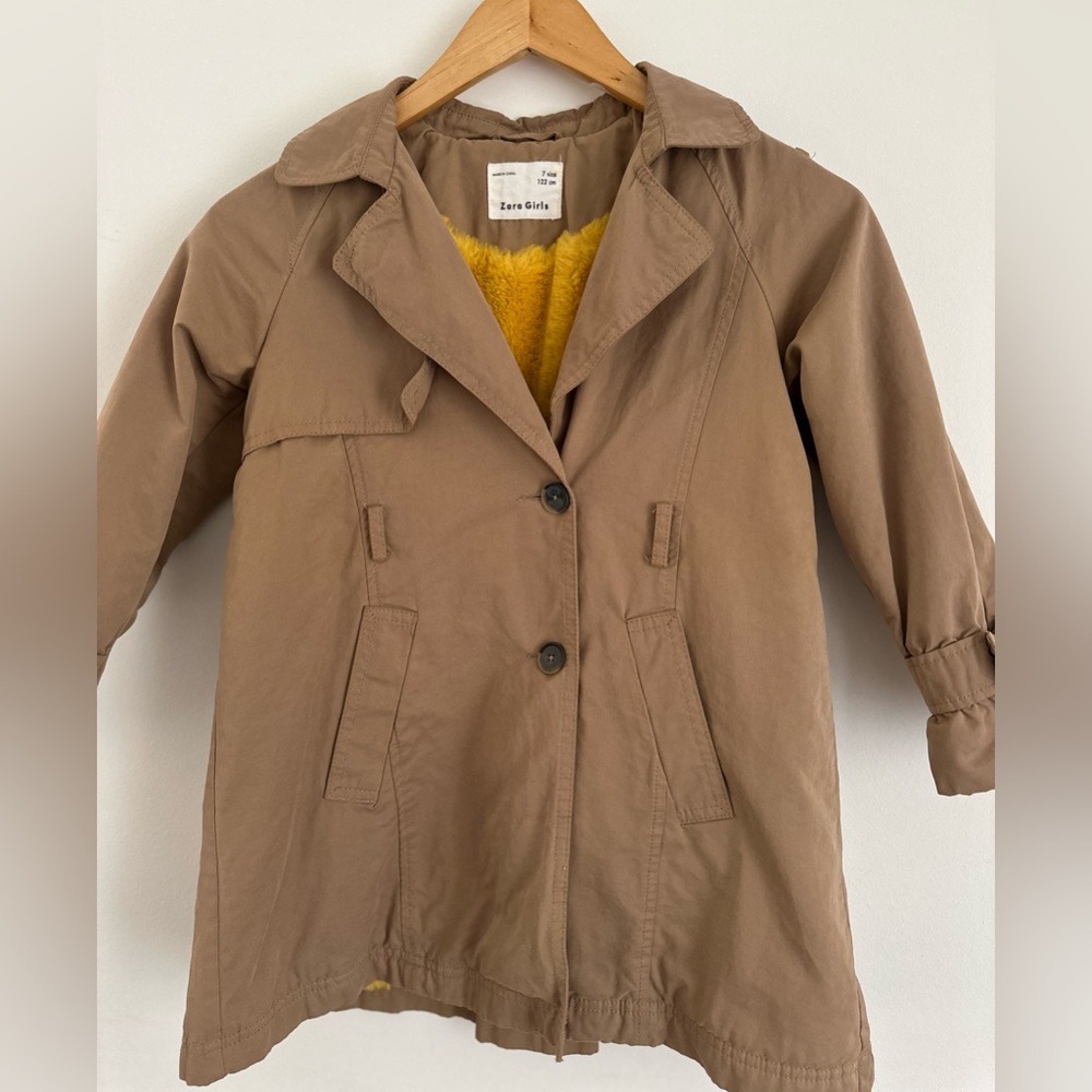 Zara Kids Brown Trench Coat with Yellow Interior
